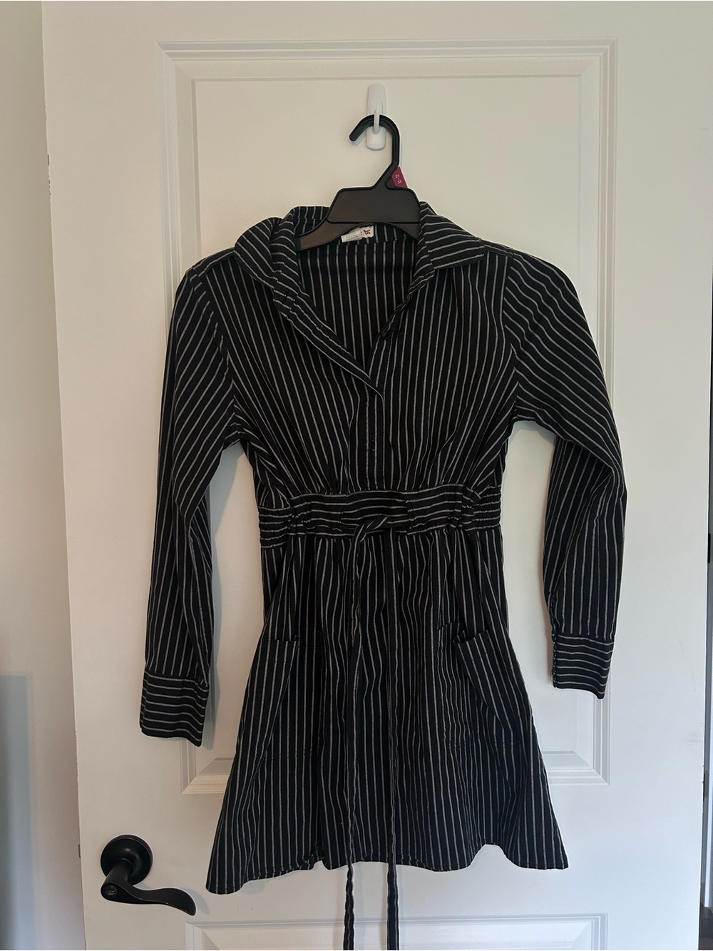Y2K Striped Black Long-Sleeve Mini Dress